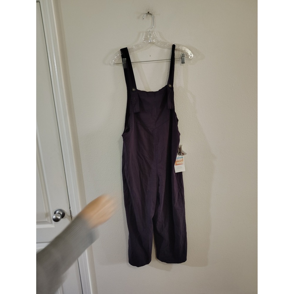 Cali 1850 Los Angeles Purple Linen Blend Wide Leg Overalls Jumpsuit Medium NWT